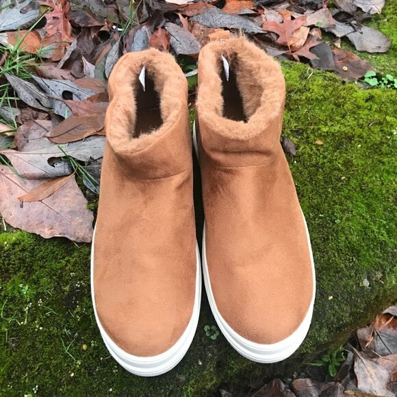 J/Slides Tan Noone Faux-Fur Lined Ankle Boot Size 10 - Picture 4 of 6